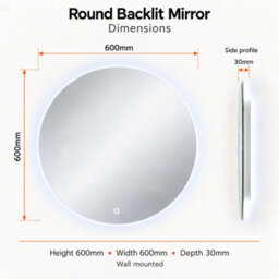 Plum&clay Flint Frameless Bathroom Mirror Led Backlit With Dual Light Options Demister Pad (W)60Cm (H)60Cm - thumbnail 6