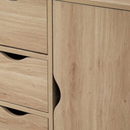Homcom Freestanding Bathroom Cabinet With 4 Drawers And Door Cupboard Natural - thumbnail 9