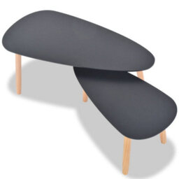 Berkfield Coffee Table Set 2 Pieces Solid Pinewood Black - thumbnail 5