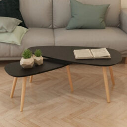 Berkfield Coffee Table Set 2 Pieces Solid Pinewood Black - thumbnail 1