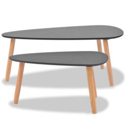 Berkfield Coffee Table Set 2 Pieces Solid Pinewood Black - thumbnail 4