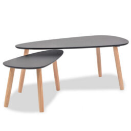 Berkfield Coffee Table Set 2 Pieces Solid Pinewood Black - thumbnail 2