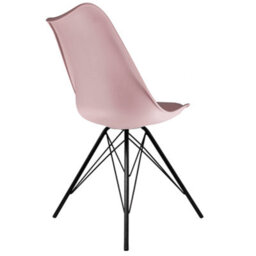 Fusion Living Soho Blush Pink Plastic Dining Chair With Black Metal Legs - thumbnail 5