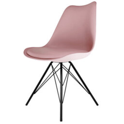 Fusion Living Soho Blush Pink Plastic Dining Chair With Black Metal Legs
