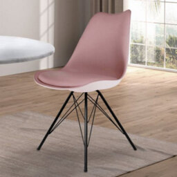 Fusion Living Soho Blush Pink Plastic Dining Chair With Black Metal Legs - thumbnail 2