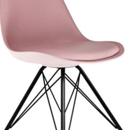Fusion Living Soho Blush Pink Plastic Dining Chair With Black Metal Legs - thumbnail 3