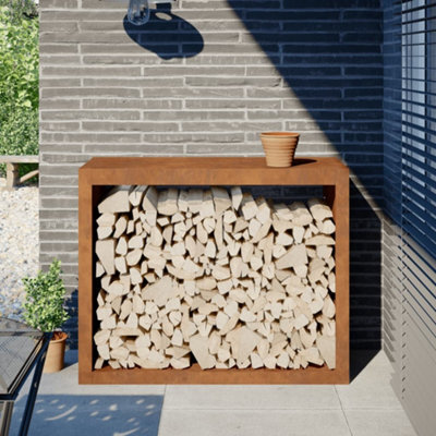 Walplus Firewood Rack 100X40X80 Cm Weathering Steel - image 1