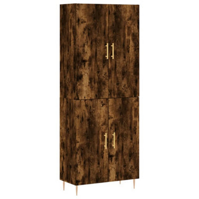 Berkfield Elegant Highboard Smoked Oak 69.5X34X180 Cm Engineered Wood - image 1