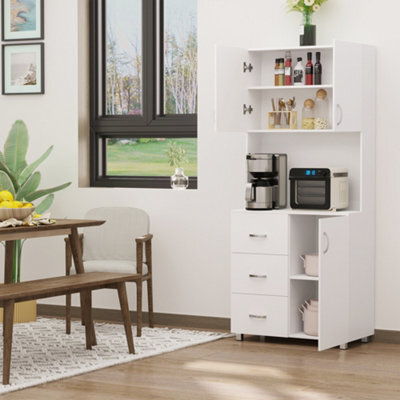 Homcom Kitchen Storage Cabinet Wooden Cupboard Organiser, White - image 1