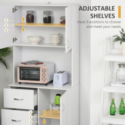 Homcom Kitchen Storage Cabinet Wooden Cupboard Organiser, White - thumbnail 6