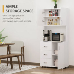 Homcom Kitchen Storage Cabinet Wooden Cupboard Organiser, White - thumbnail 5