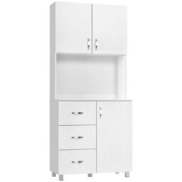 Homcom Kitchen Storage Cabinet Wooden Cupboard Organiser, White - thumbnail 2