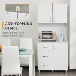 Homcom Kitchen Storage Cabinet Wooden Cupboard Organiser, White - thumbnail 8