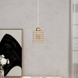 Living And Home Single Pendant Light ,metal And Glass Rectangular Pendant Light ,for Kitchen Island, E27 Base - thumbnail 3