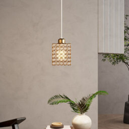 Living And Home Single Pendant Light ,metal And Glass Rectangular Pendant Light ,for Kitchen Island, E27 Base - thumbnail 1
