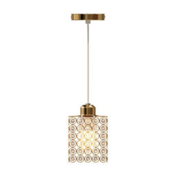 Living And Home Single Pendant Light ,metal And Glass Rectangular Pendant Light ,for Kitchen Island, E27 Base - thumbnail 4