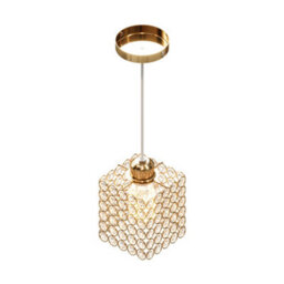 Living And Home Single Pendant Light ,metal And Glass Rectangular Pendant Light ,for Kitchen Island, E27 Base - thumbnail 5