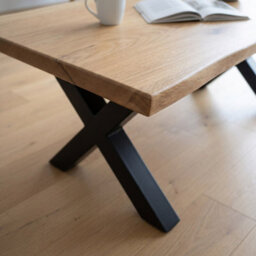 Solid French Oak Coffee Table 110X60Cm, X Base, Natural Oil Finish - thumbnail 4