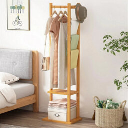 Solid Wooden Coat Rack Storage Shelf Hall Tree Hat Hanger Entryway - thumbnail 1