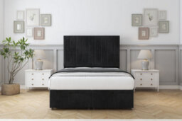 "Sloomy Kansas Black Naples Ottoman Bed With Mattress With 54"" Floor Standing Headboard 2'6 Small Single" - thumbnail 1