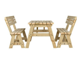 Arbor Garden Solutions Victoria Wooden Picnic Bench And Table Set, Outdoor Dining Set With Backrest (4Ft, Natural Finish) - thumbnail 1