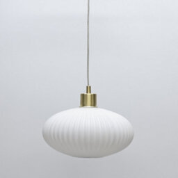 First Choice Lighting White Oval Glass Kitchen Dining Ceiling Light Pendant With Satin Brass - thumbnail 5