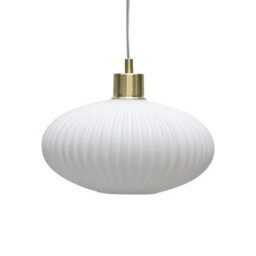 First Choice Lighting White Oval Glass Kitchen Dining Ceiling Light Pendant With Satin Brass - thumbnail 7