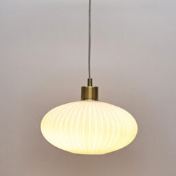 First Choice Lighting White Oval Glass Kitchen Dining Ceiling Light Pendant With Satin Brass - thumbnail 6