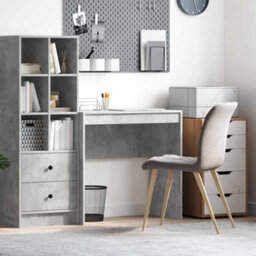 Berkfield Writing Desk Concrete Grey Particle Board, Concrete Grey Finish