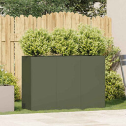 Berkfield Planter Olive Green 120X40X80 Cm Cold-Rolled Steel - thumbnail 3