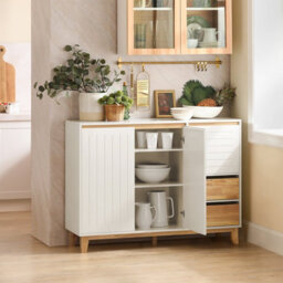 Sobuy Fsb75-Nw, Sideboard Storage Cabinet Cupboard,wood Effect,w120Xd40Xh90 - thumbnail 4