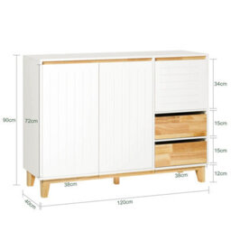 Sobuy Fsb75-Nw, Sideboard Storage Cabinet Cupboard,wood Effect,w120Xd40Xh90 - thumbnail 3