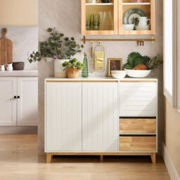 Sobuy Fsb75-Nw, Sideboard Storage Cabinet Cupboard,wood Effect,w120Xd40Xh90 - thumbnail 2