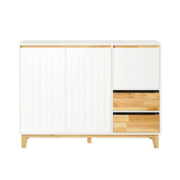 Sideboard Kitchen Cabinet Unit Storage Cupboard,wood Effect,white Doors,sobuy Fsb75-Wn