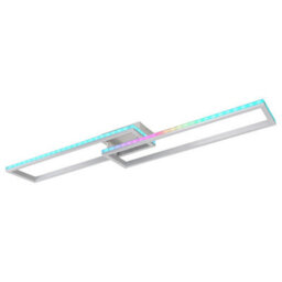 Luminosa Lighting Luminosa Salmos Integrated Led Semi Flush Ceiling Light Silver Grey 2X Led Dimmable 2700-6500K Remote Control Timer - thumbnail 9