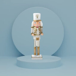 Nutcracker Christmas Decoration Wood Soldier 30Cm/11.8In Ornament Glitter Traditional Table Top Party Xmas Gift Gold Drum - thumbnail 4