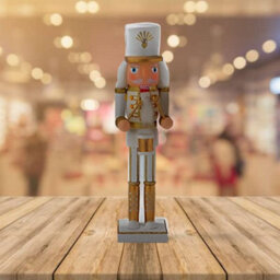 Nutcracker Christmas Decoration Wood Soldier 30Cm/11.8In Ornament Glitter Traditional Table Top Party Xmas Gift Gold Drum - thumbnail 5