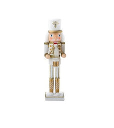 Nutcracker Christmas Decoration Wood Soldier 30Cm/11.8In Ornament Glitter Traditional Table Top Party Xmas Gift Gold Drum