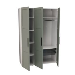 Atomia Modern Matt Reed Green 2 Drawer Tall Triple Wardrobe (H)2247mm (W)1000mm (D)580mm - thumbnail 4