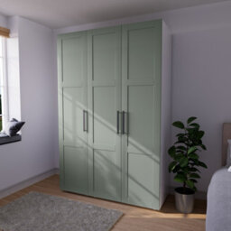 Atomia Modern Matt Reed Green 2 Drawer Tall Triple Wardrobe (H)2247mm (W)1000mm (D)580mm - thumbnail 1