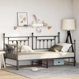 Walplus Daybed Frame With Headboard Black 90 X 200 Cm Steel - thumbnail 1