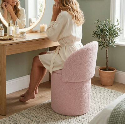Aspect Furniture Beth Boucle Dressing Table Storage Stool, Pink - image 1