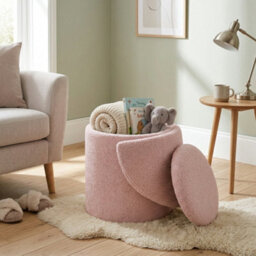 Aspect Furniture Beth Boucle Dressing Table Storage Stool, Pink - thumbnail 2