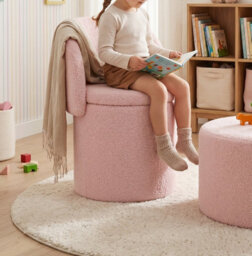 Aspect Furniture Beth Boucle Dressing Table Storage Stool, Pink - thumbnail 7