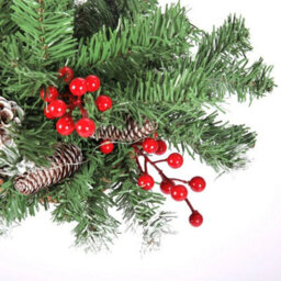 Pre-Lit Artificial Plants Hanging Basket Decorated With Berry Frosted Pine Cones - thumbnail 6