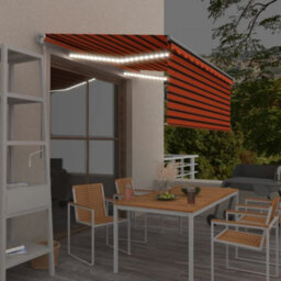 Berkfield Manual Retractable Awning With Blind&led 3X2.5M Orange&brown