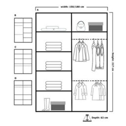 Sliding Wardrobes 4 u LTD Sliding Wardrobes 4U Eddin Modern Sliding Mirror Door Wardrobe In  White, Black & Grey Colors -Black (W)1800mm, (H)2170mm - thumbnail 3