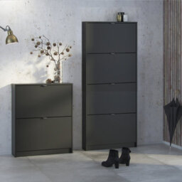 Furniture To Go Shoes Shoe Cabinet  W. 4 Tilting Doors And 2 Layers Matt Black - thumbnail 6