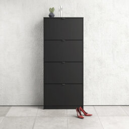 Furniture To Go Shoes Shoe Cabinet  W. 4 Tilting Doors And 2 Layers Matt Black - thumbnail 5