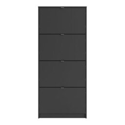 Furniture To Go Shoes Shoe Cabinet  W. 4 Tilting Doors And 2 Layers Matt Black - thumbnail 2
